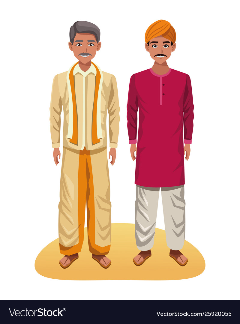 Indian men avatar cartoon character Royalty Free Vector