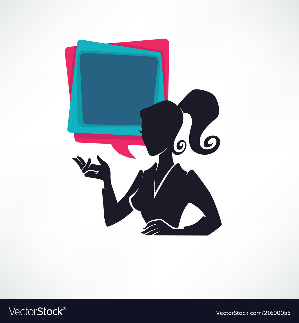 Professional Chat Logo Business Lady Silhouette Vector Image