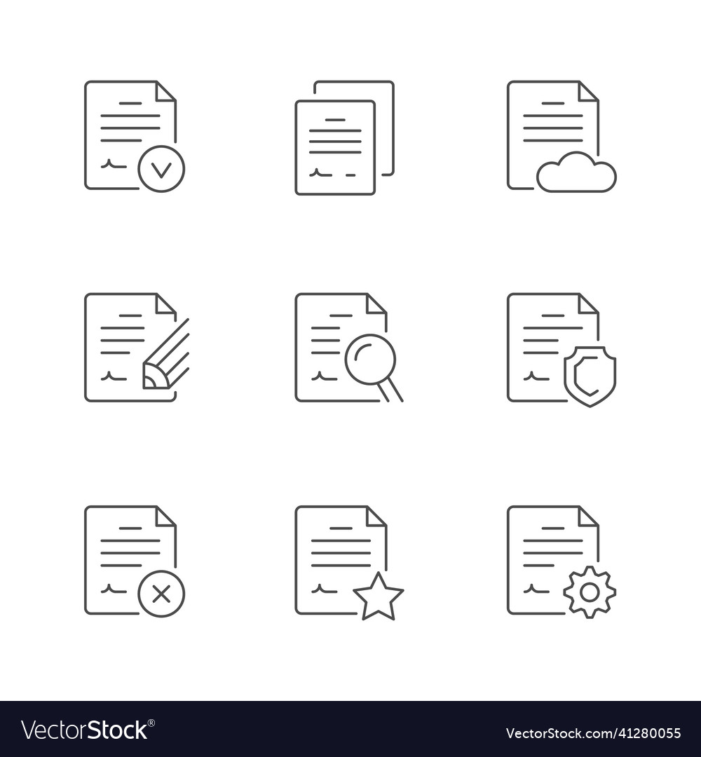 Set line icons of document Royalty Free Vector Image