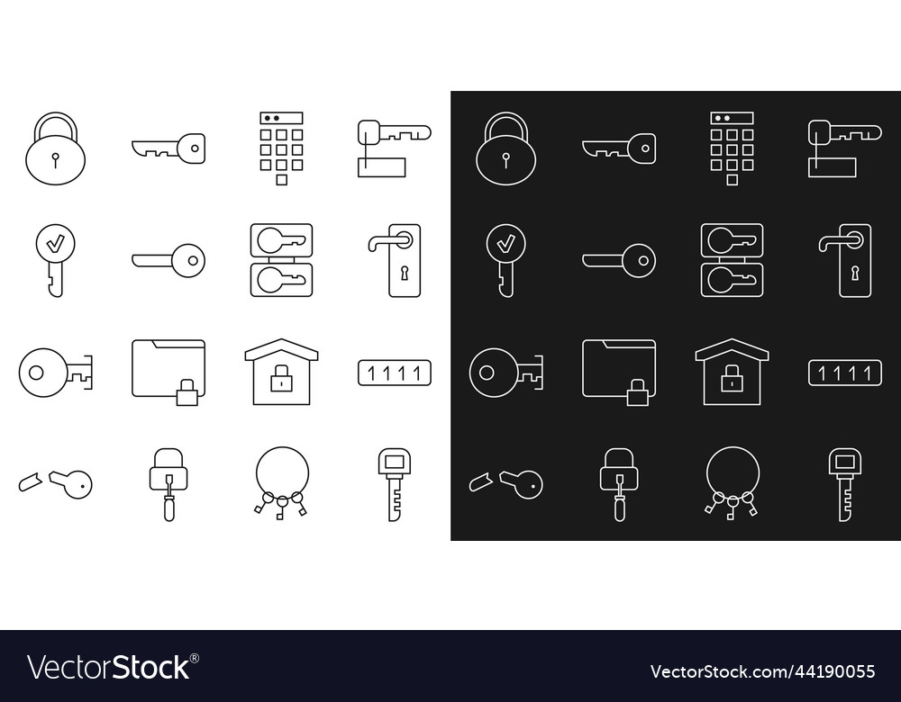 Set line key password protection door handle Vector Image