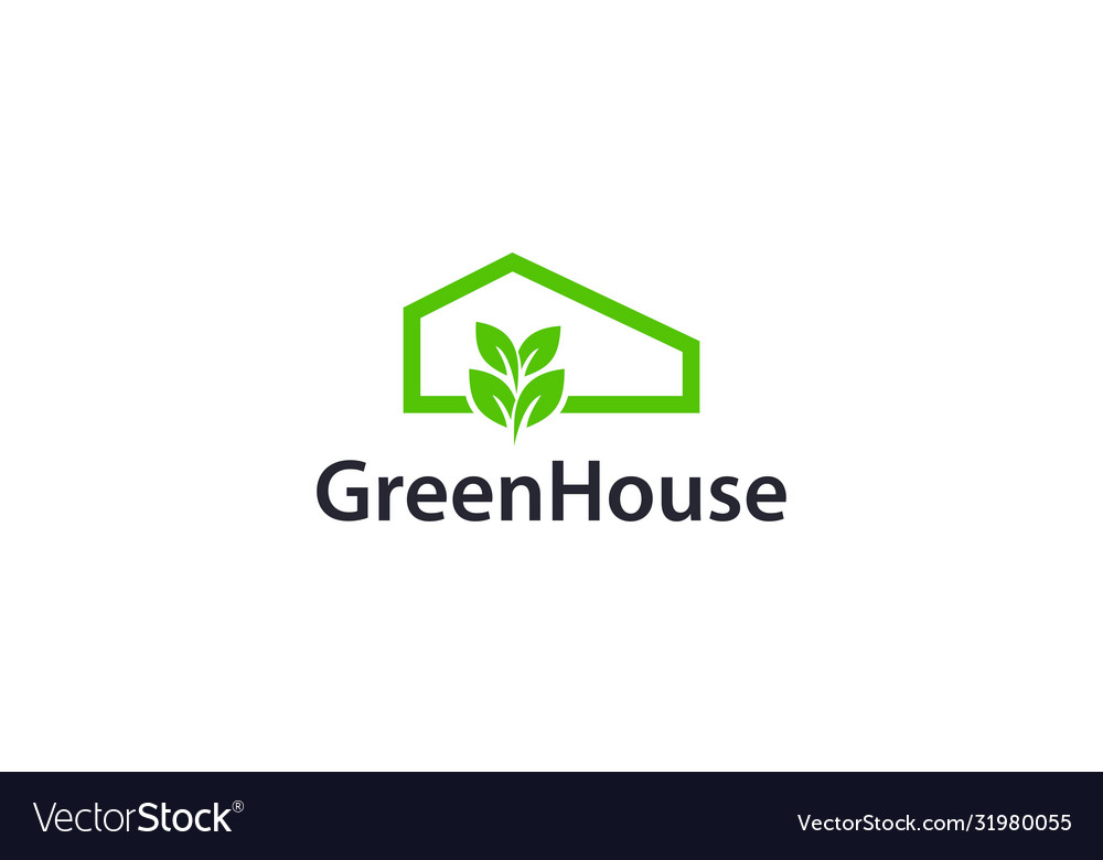 Simple and creative natural green house for logo Vector Image