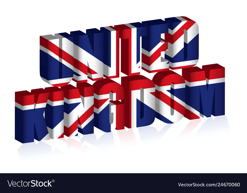 3d uk text or background of united kingdom flag Vector Image