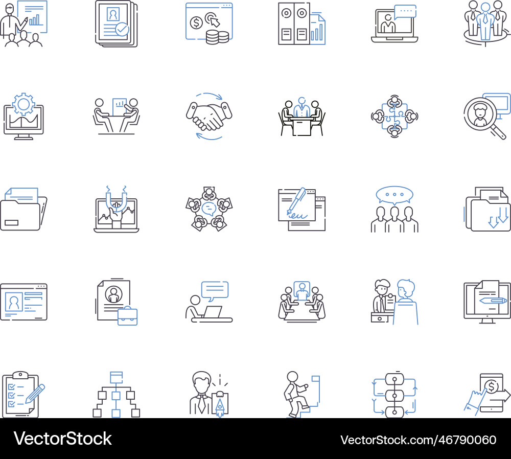 Enterprise line icons collection growth Royalty Free Vector