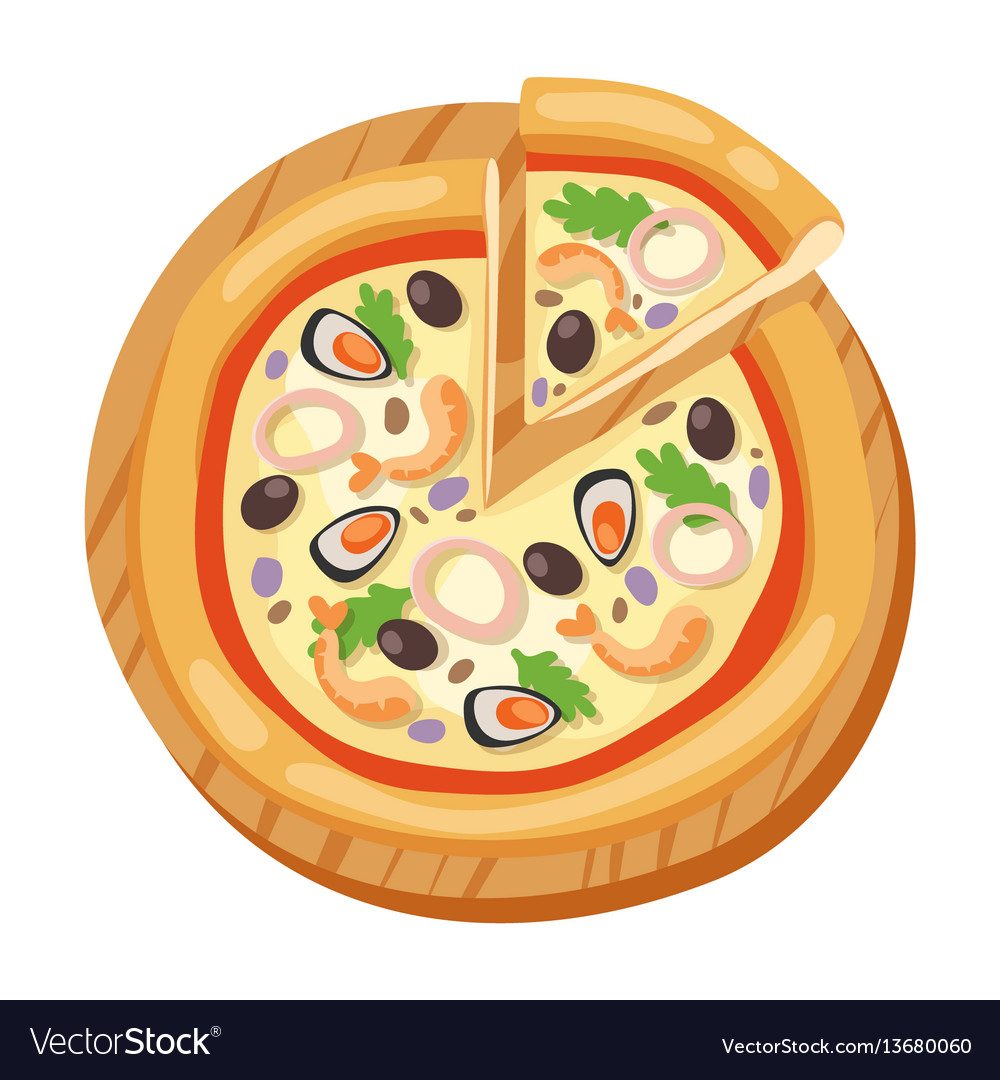 Pizza Flat Icons Isolated Royalty Free Vector Image