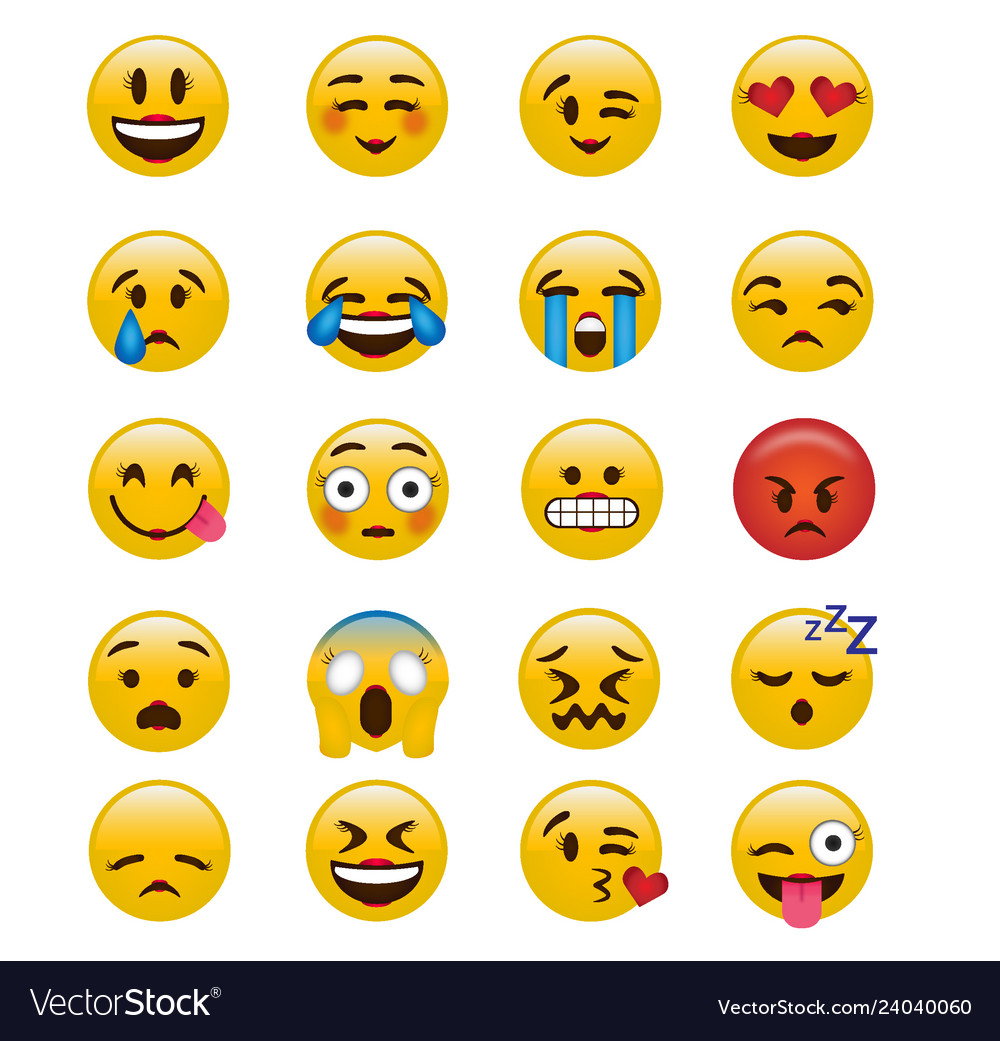 Set of girly emoticons emoji icon image vector image - Stock Image ...