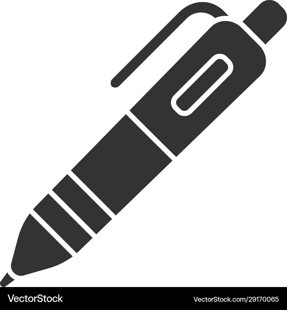 Automatic ballpoint pen glyph icon writing tool Vector Image