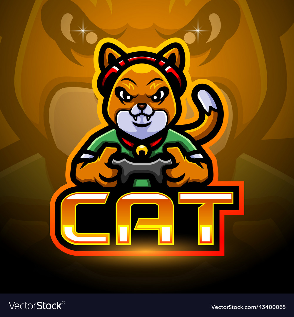 Cat gaming logo mascot design Royalty Free Vector Image Cat gaming logo mascot design Royalty Free Vector Image