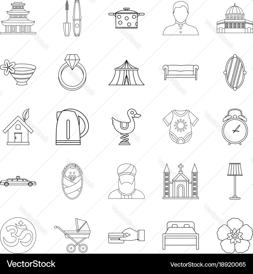 Conjugal icons set outline style Royalty Free Vector Image