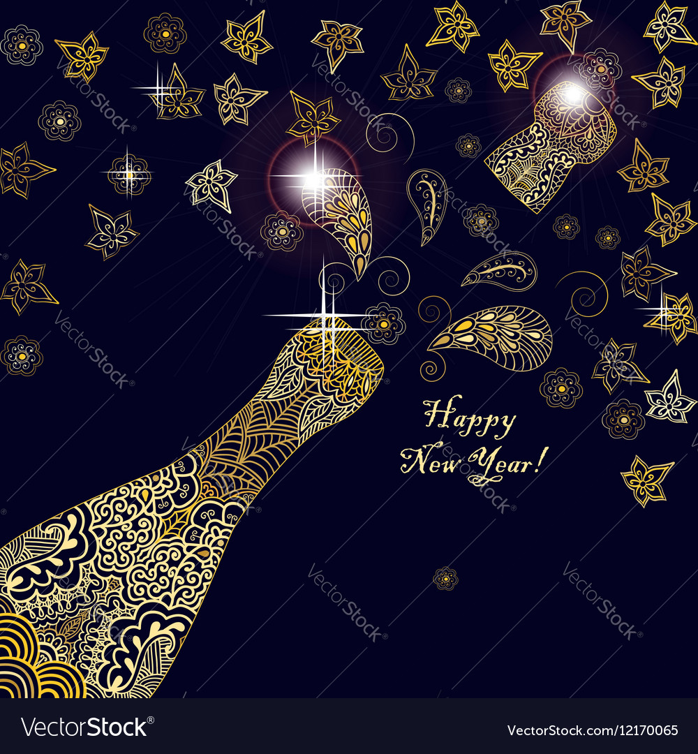 Happy new year 2017 greeting template card or Vector Image