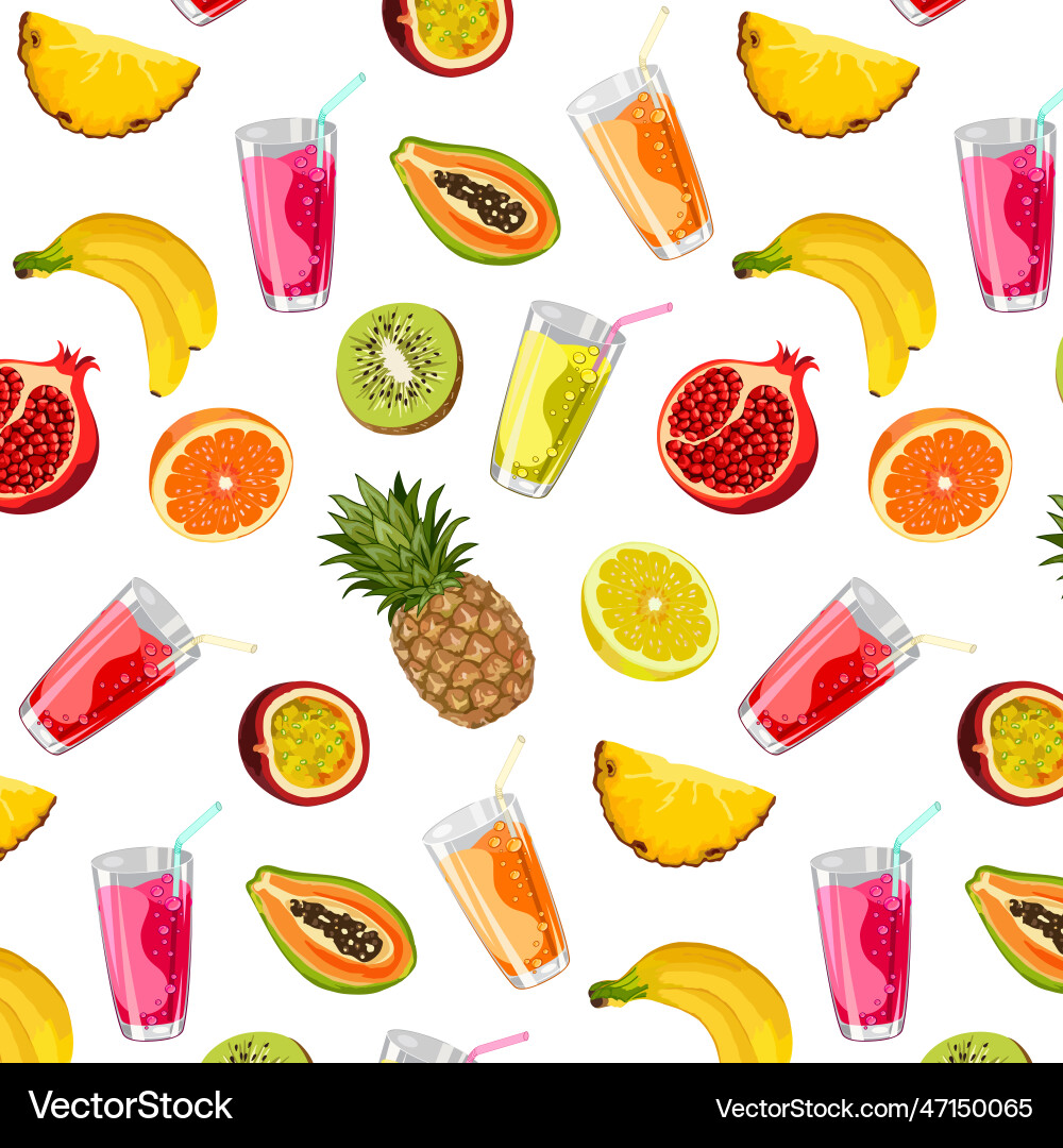 Juices and fruits in a pattern Royalty Free Vector Image