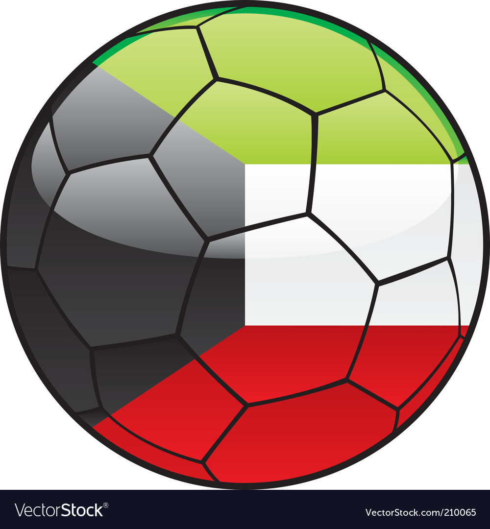 Kuwait flag on soccer ball Royalty Free Vector Image
