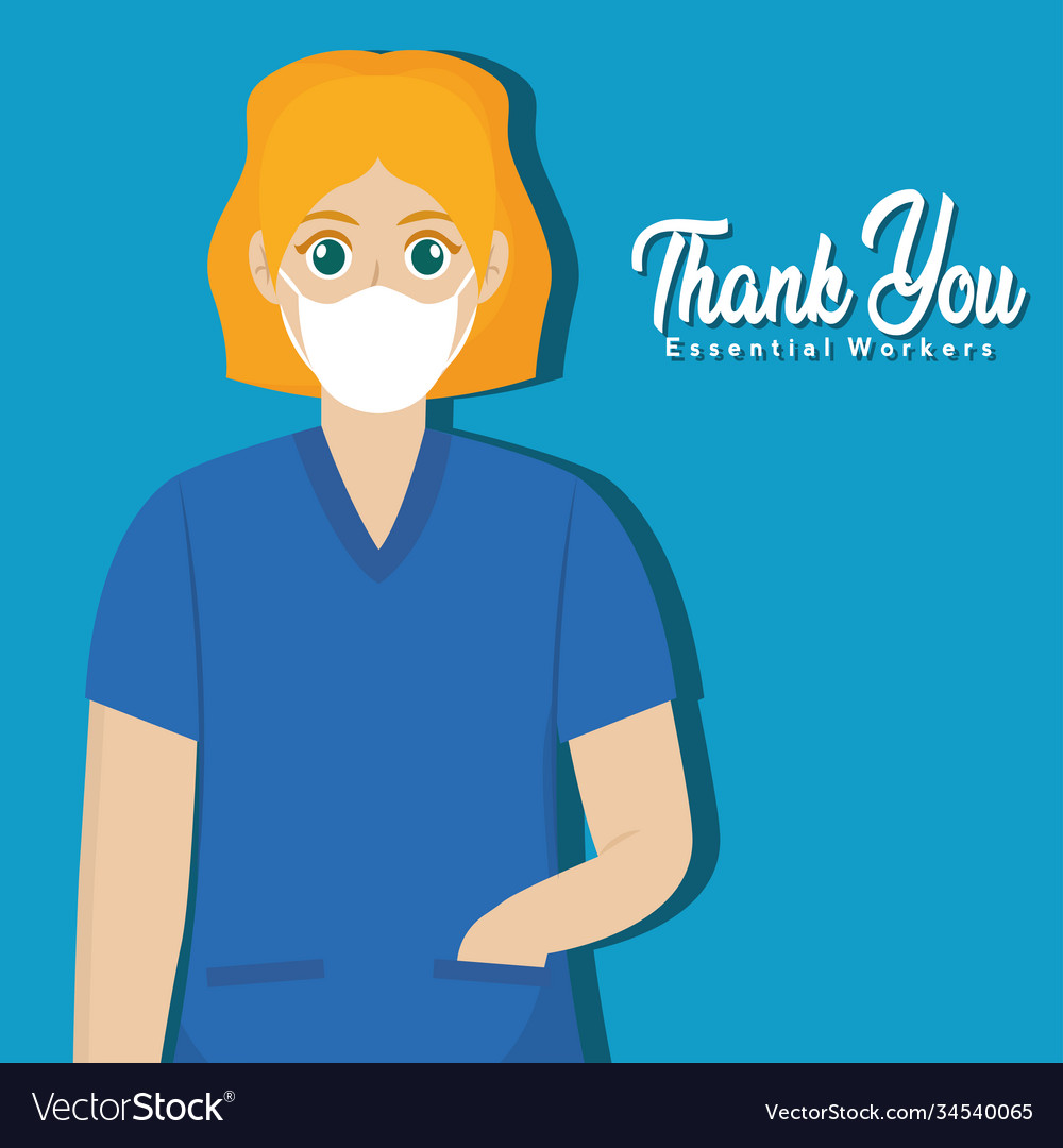 Nurse picture thank you essential workers Vector Image