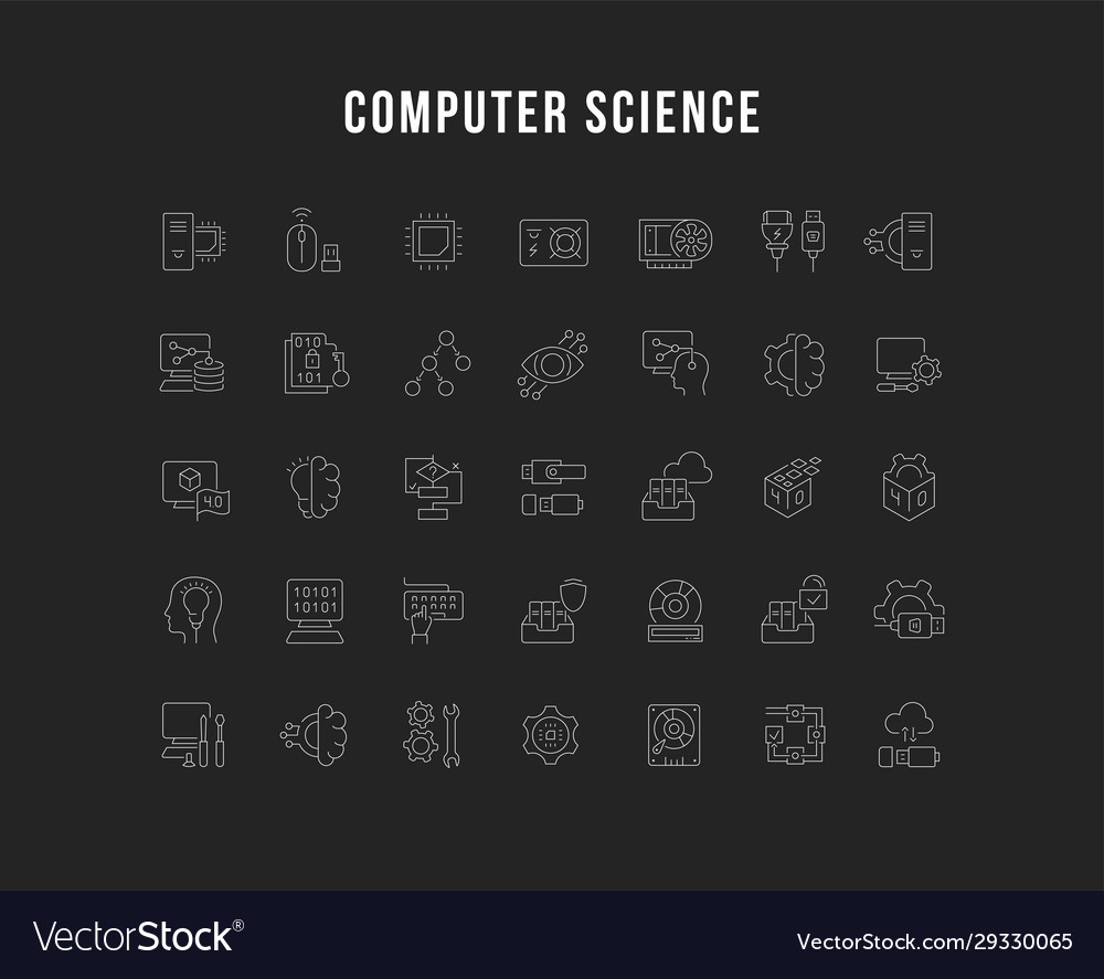 Set line icons computer science Royalty Free Vector Image
