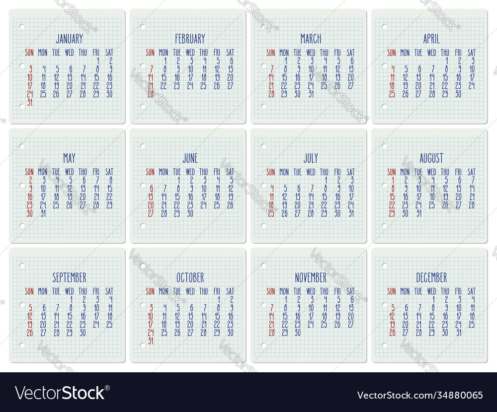 Year 2021 monthly calendar Royalty Free Vector Image
