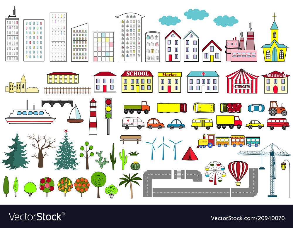 Big set of city elements Royalty Free Vector Image