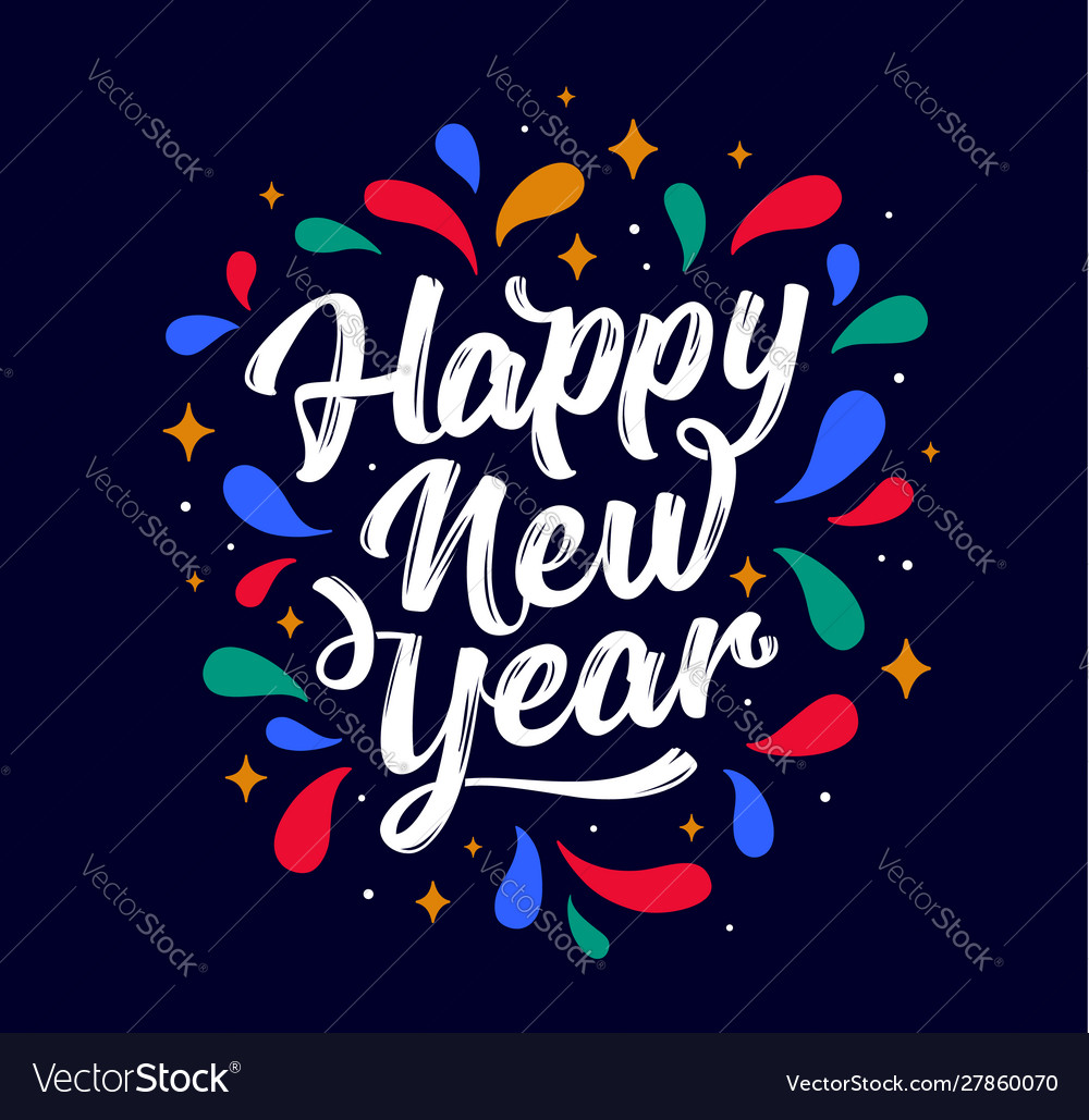 Happy new year lettering text Royalty Free Vector Image