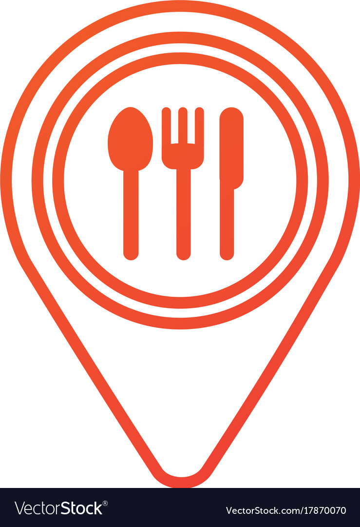 Map pin pointer with cafe or restaurant sign icon Vector Image