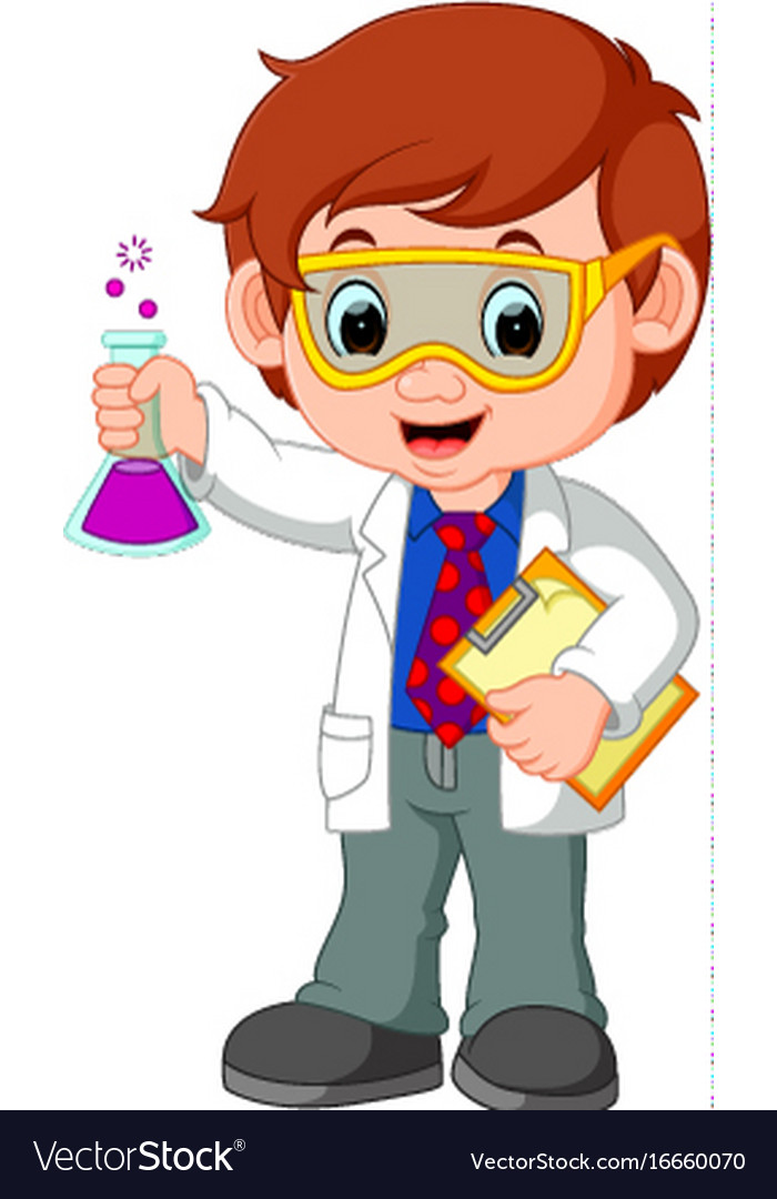 Scientist or professor holding flask Royalty Free Vector