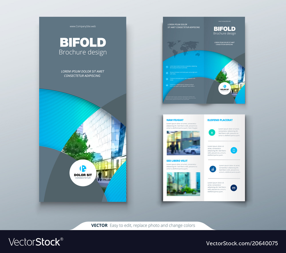 bi fold brochure or flyer design with circle vector image