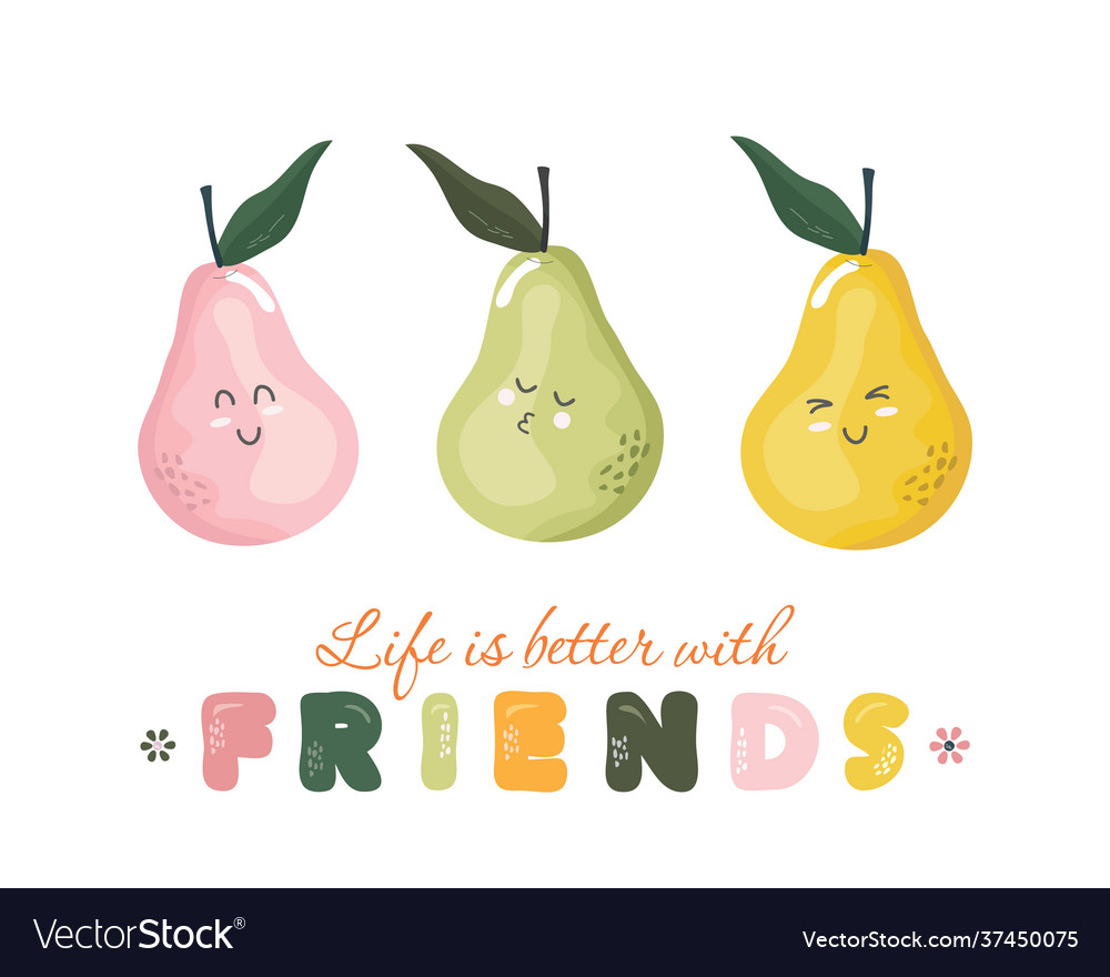 Cute cartoon characters life is better Royalty Free Vector