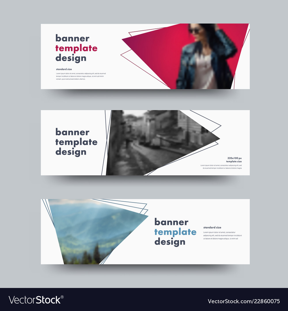Design Of White Horizontal Web Banners With With Vector Image