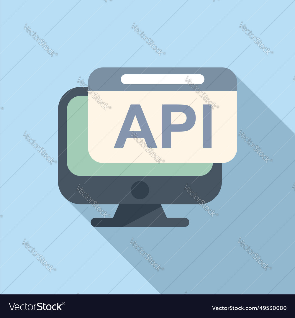 Api monitor icon flat code gear hosting Royalty Free Vector