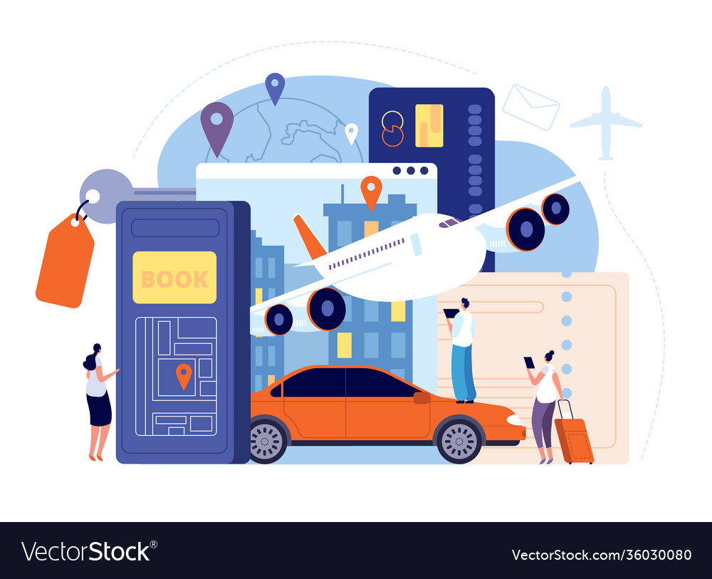 Booking travel web ticket flight online app Vector Image