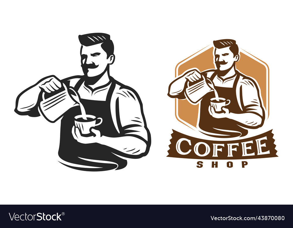 Coffee shop emblem design template for restaurant Vector Image