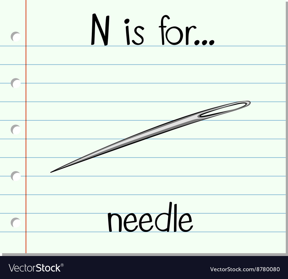 flashcard letter n is for needle letter flash card