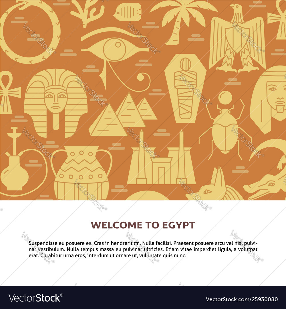 Flat style background with egyptian symbols Vector Image