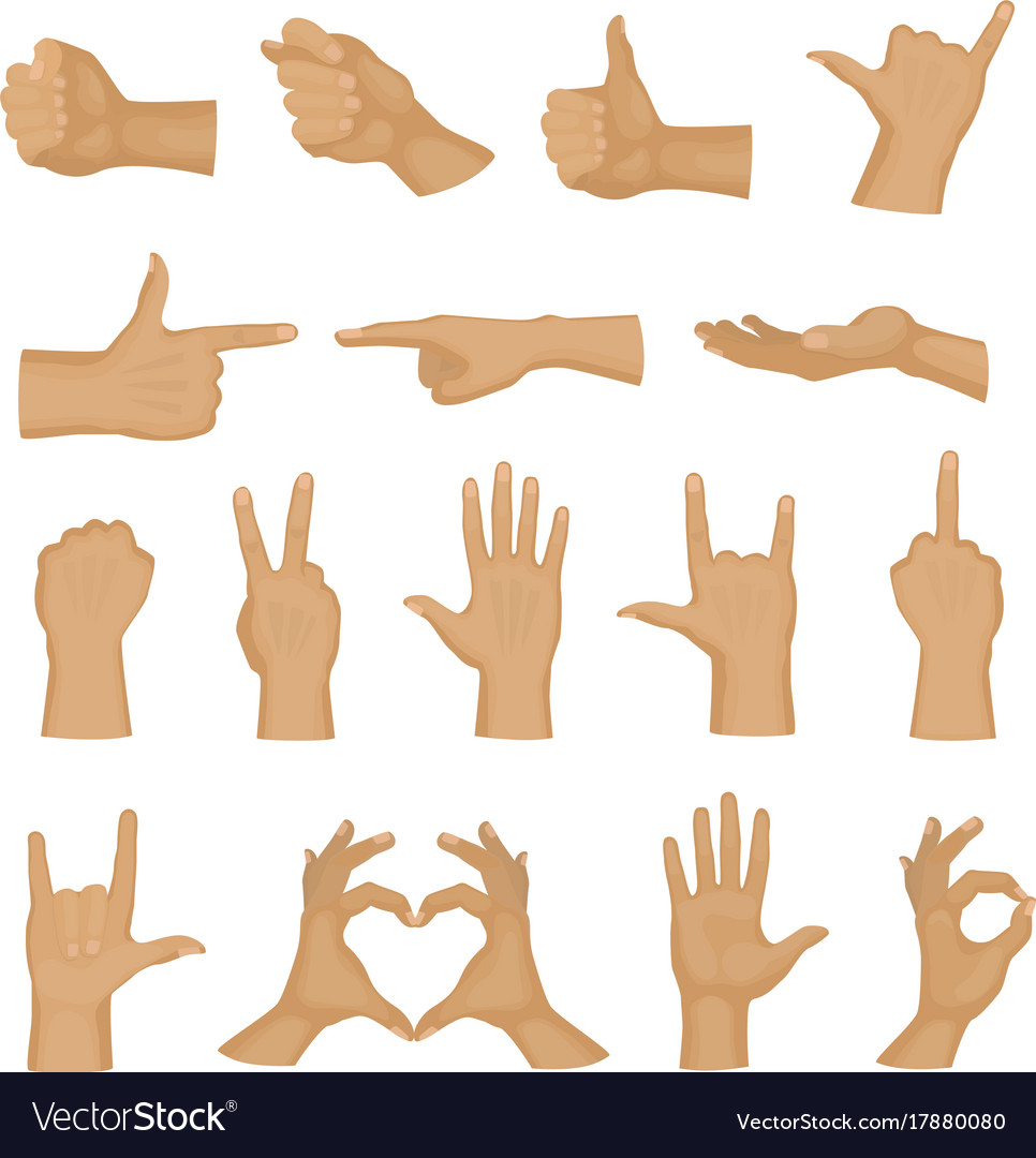 Hands showing deafmute different gestures human Vector Image