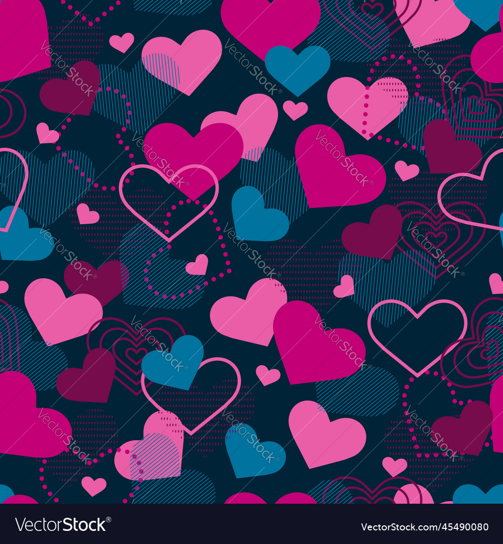 Love seamless pattern with sweet cute heart art Vector Image