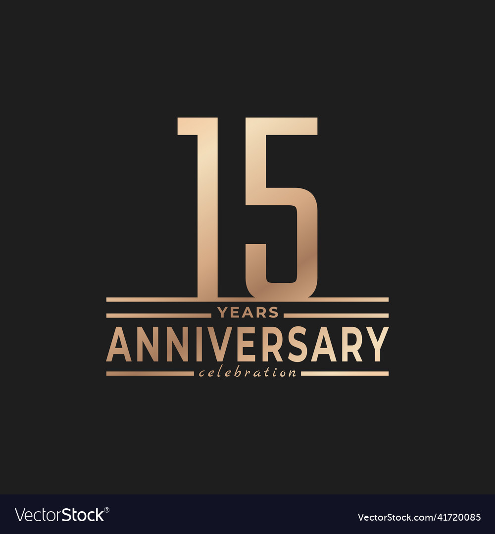 15 year anniversary celebration with thin number Vector Image