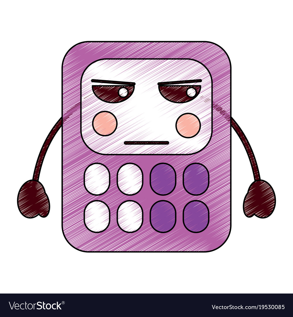 Angry calculator school supplies kawaii icon image