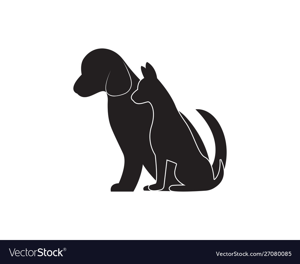 Cat and dog silhouettes logo Royalty Free Vector Image