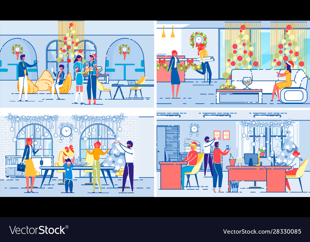 Christmas celebrations on workplace and at home Vector Image