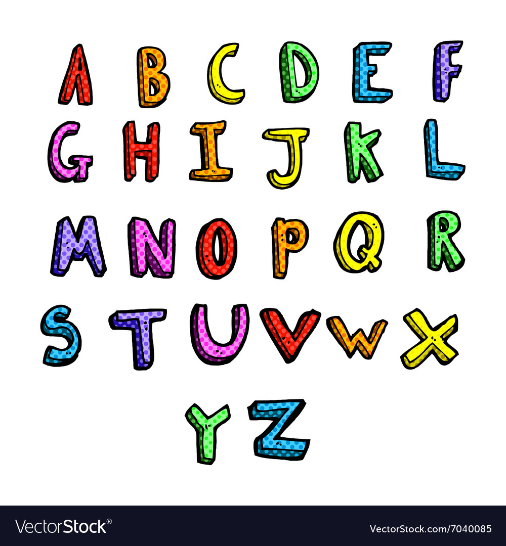 Comic cartoon alphabet Royalty Free Vector Image