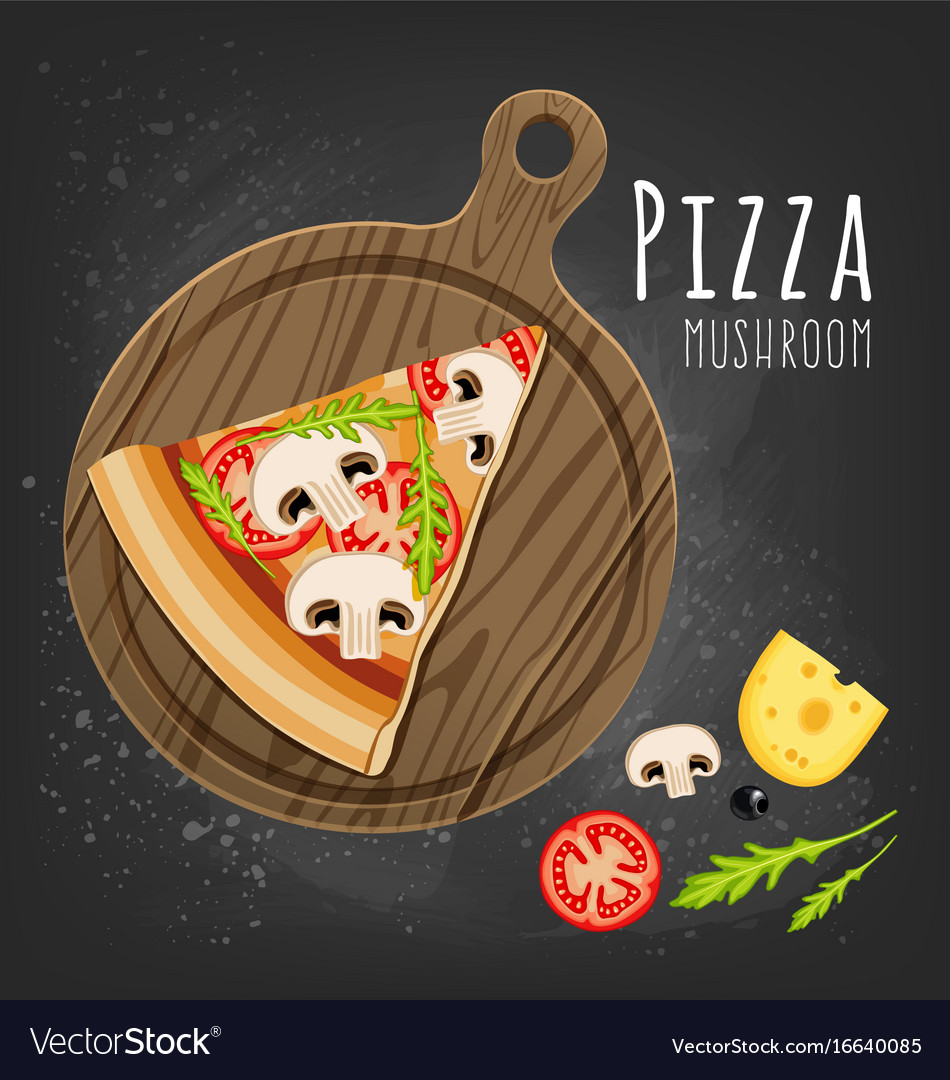 Set Of Italian Pizza On Wooden Boards 9 Items Vector Image