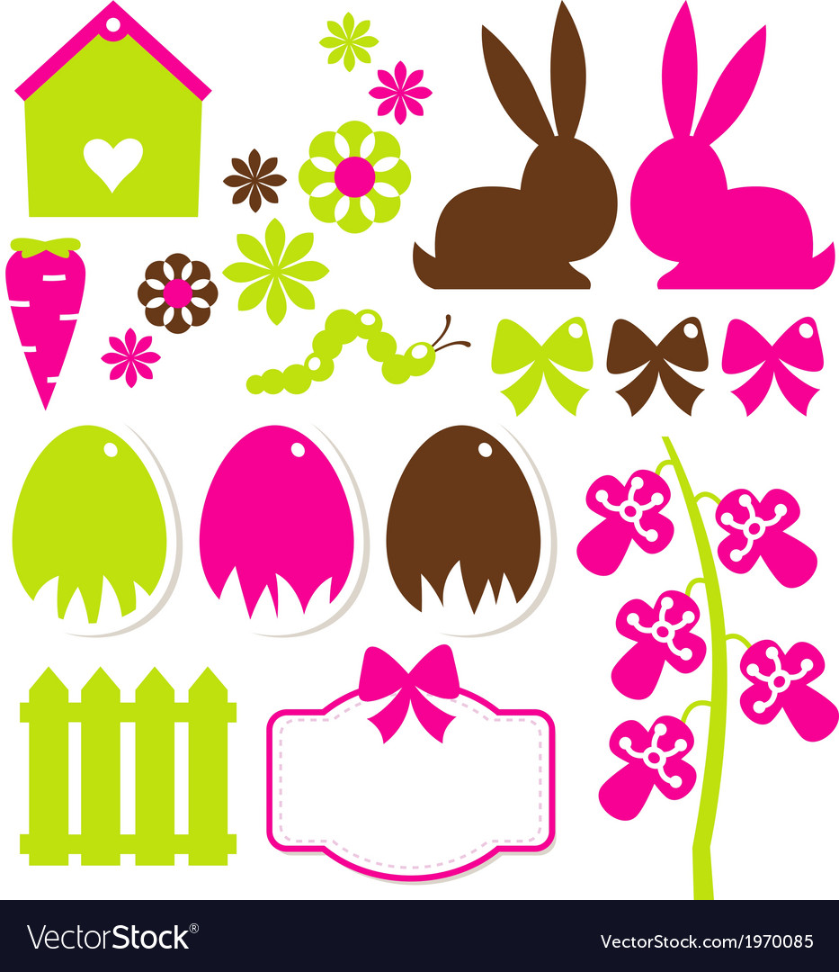 Spring easter elements isolated on white Vector Image