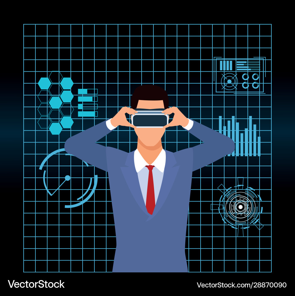 Artificial intelligence technology man using vr Vector Image