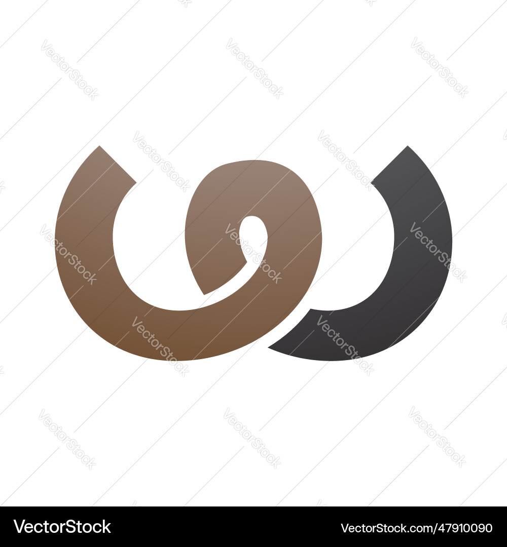 Brown and black spring shaped letter w icon Vector Image