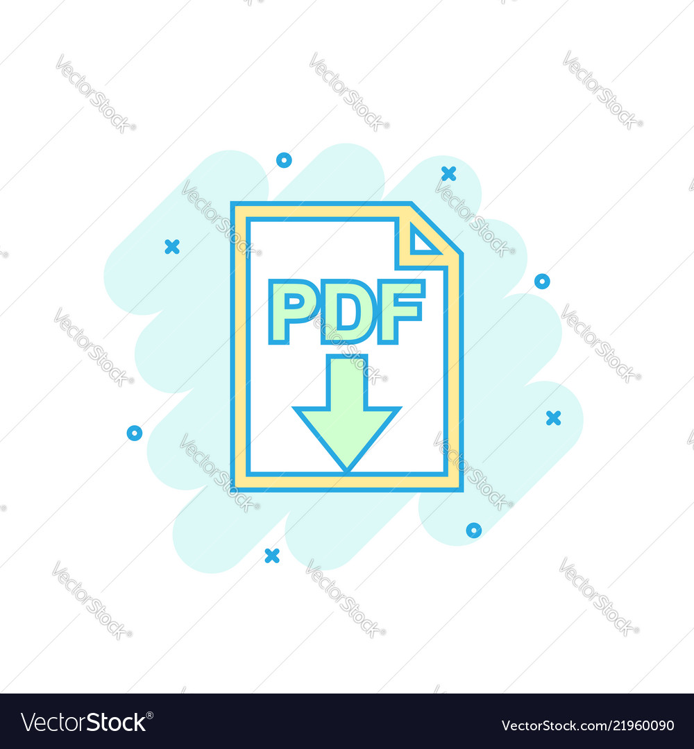 Cartoon colored pdf icon in comic style Royalty Free Vector