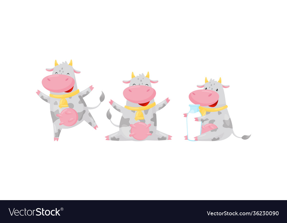 Cute cow as domesticated animal with hooves Vector Image