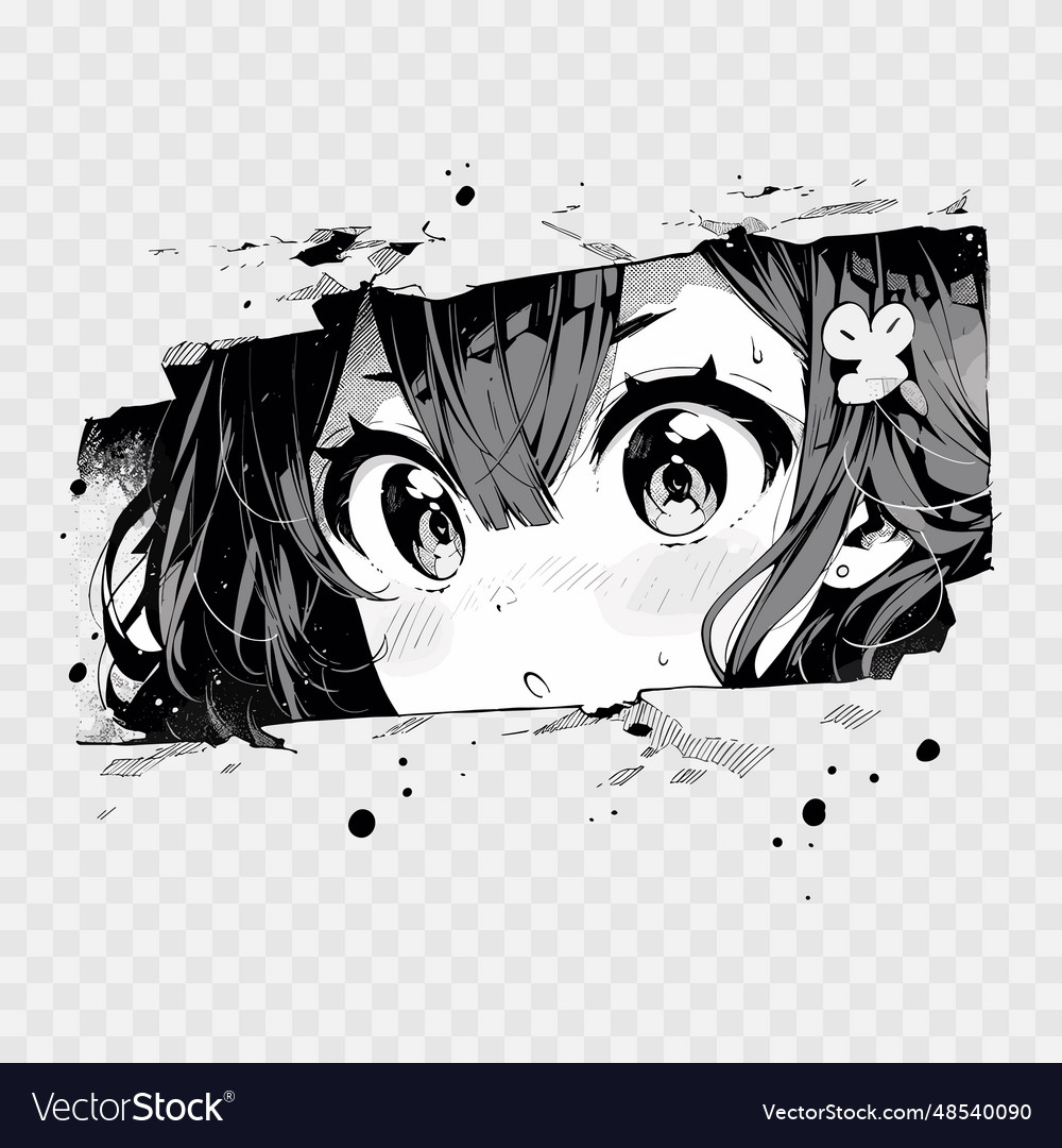 Premium Vector  Cute anime girls eyes. manga face expressions. vector  illustration.