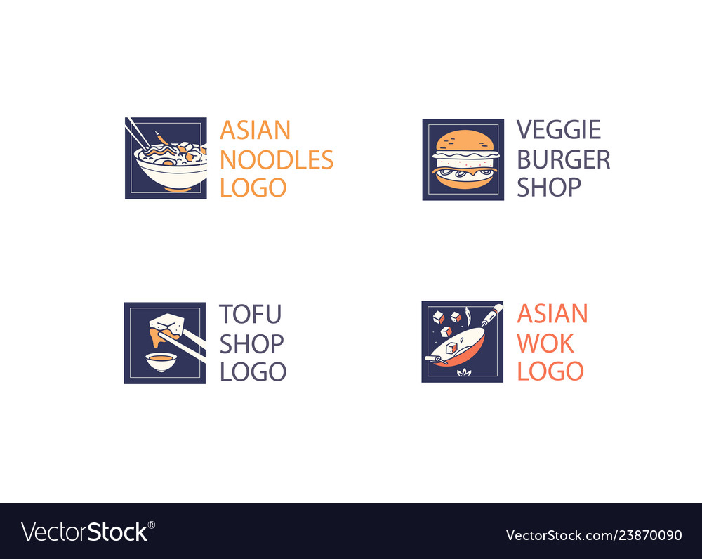 Noodle and tofu or burger restaurant logo Vector Image