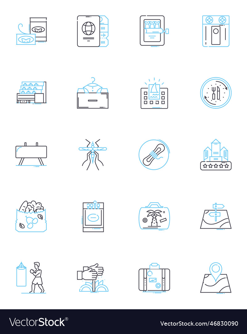 Unoccupied time linear icons set boredom Vector Image