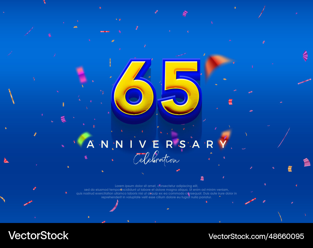 65th Anniversary In Luxurious Blue Premium Vector Image