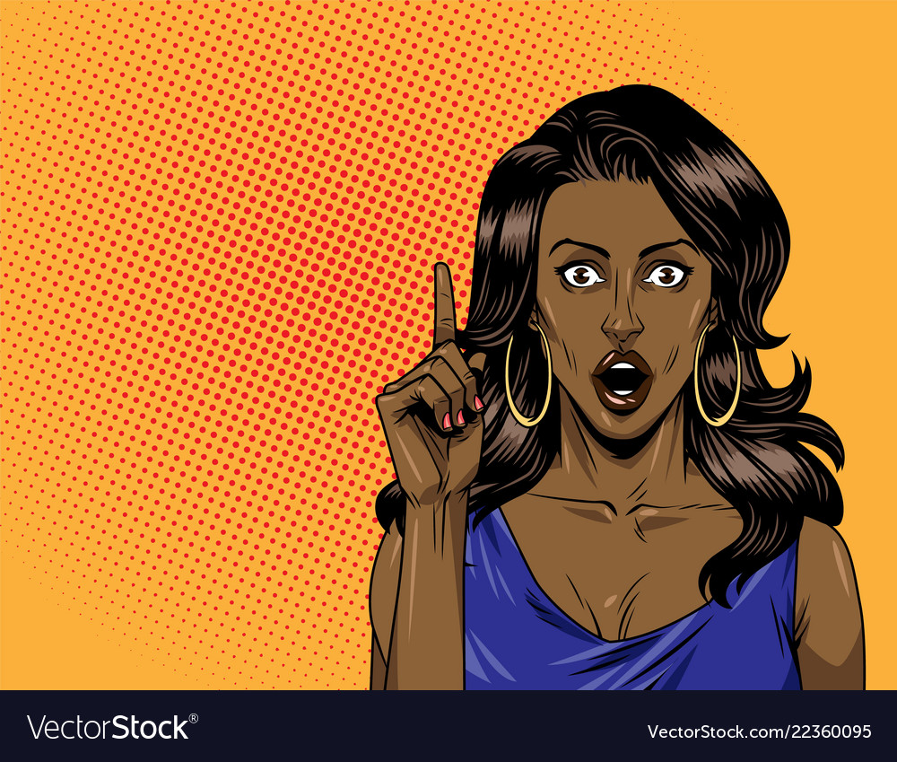 Comic surprised beautiful african american girl