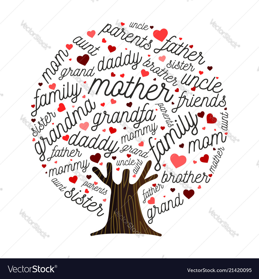 Family tree made love heart shape concept Vector Image