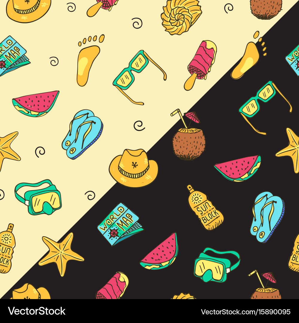 Hand drawn seamless summer time theme pattern Vector Image